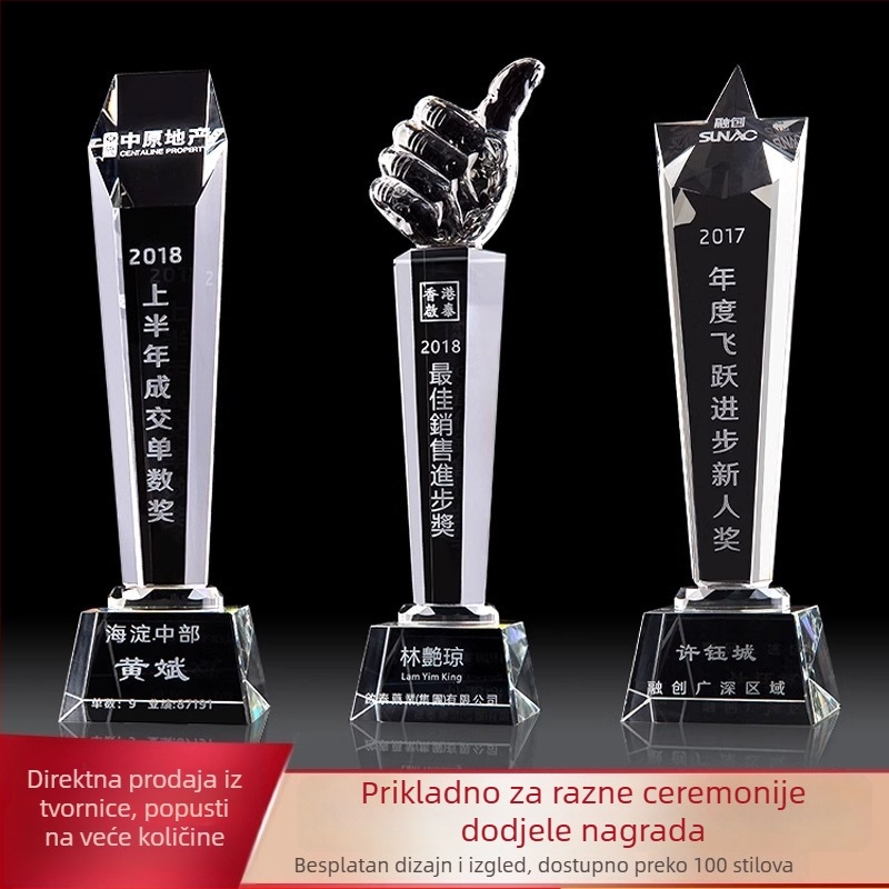 Kristalni trofej s prilagođenim graviranjem za izvanrednog zaposlenika – košarka tema