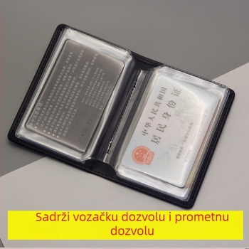 Pravokotni kožni držač za osobnu iskaznicu, karticu socijalnog osiguranja, karticu pristupa, bankovne kartice i karticu za prehranu