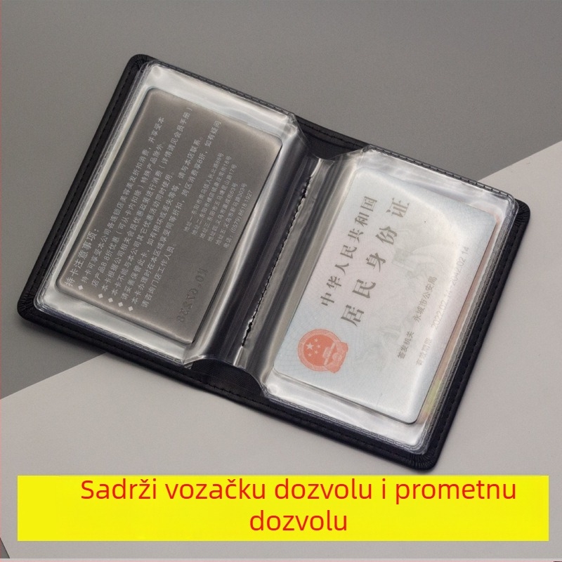 Pravokotni kožni držač za osobnu iskaznicu, karticu socijalnog osiguranja, karticu pristupa, bankovne kartice i karticu za prehranu