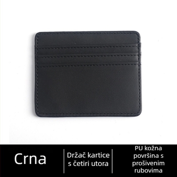 Tanki kožni držač kartica s više pretinaca i prozorom za identifikaciju, zaštita od demagnetizacije