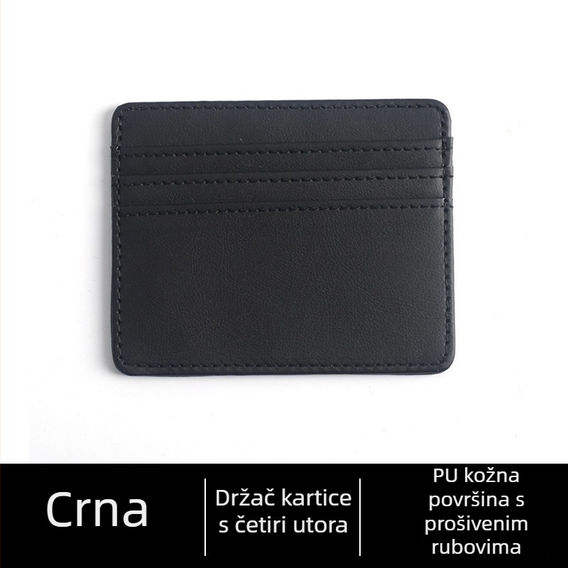 Tanki kožni držač kartica s više pretinaca i prozorom za identifikaciju, zaštita od demagnetizacije