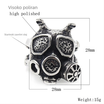 RC222 Retro muški prsten od titanij-čelika s dizajnom maske robota