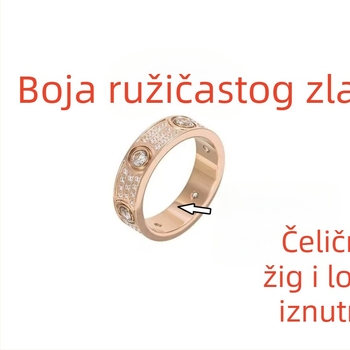 Prsten za par od titan čelika sa širokim i uskim dizajnom, ružičasto zlato završna obrada, modni nakit za žene