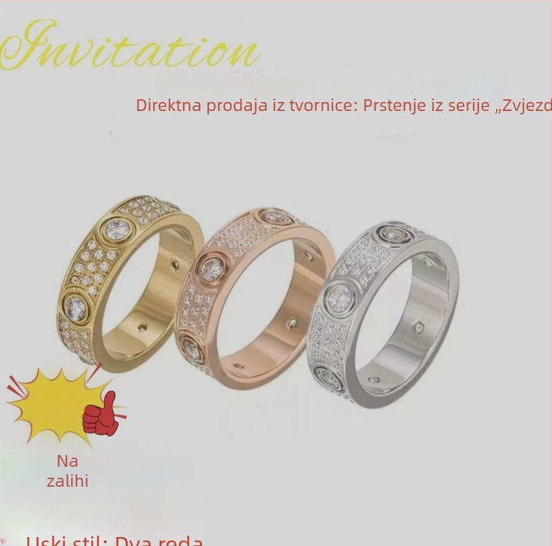 Prsten za par od titan čelika sa širokim i uskim dizajnom, ružičasto zlato završna obrada, modni nakit za žene