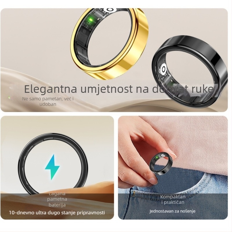 Pametni prsten za praćenje srčanog ritma i zasićenosti kisikom, višestruki zdravstveni tracker i praćenje aktivnosti putem Bluetootha
