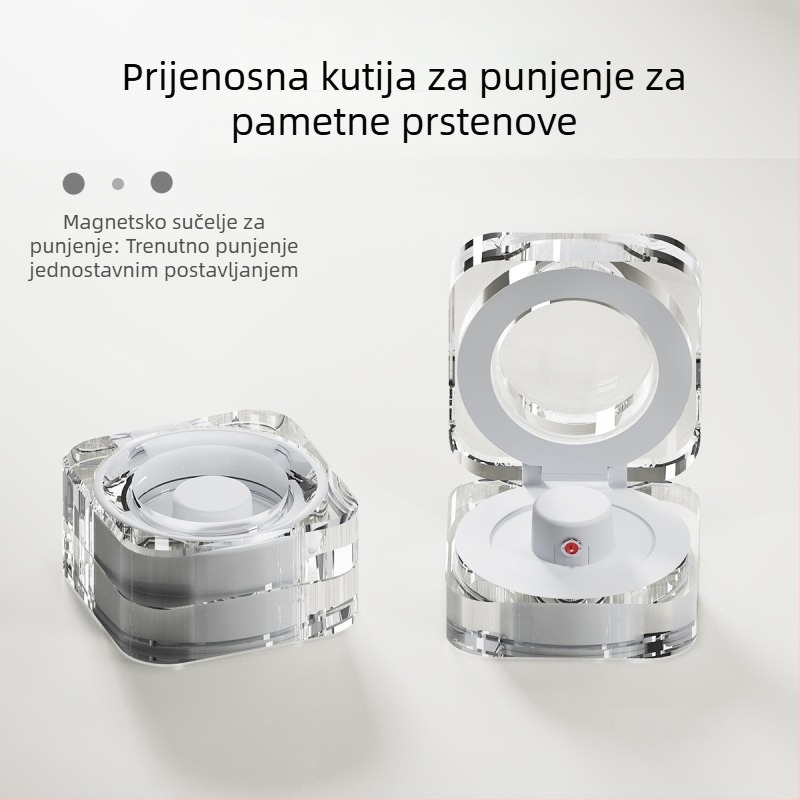 Pametni prsten s kristalnim kućištem za punjenje i prijenosnim magnetskim punjačem