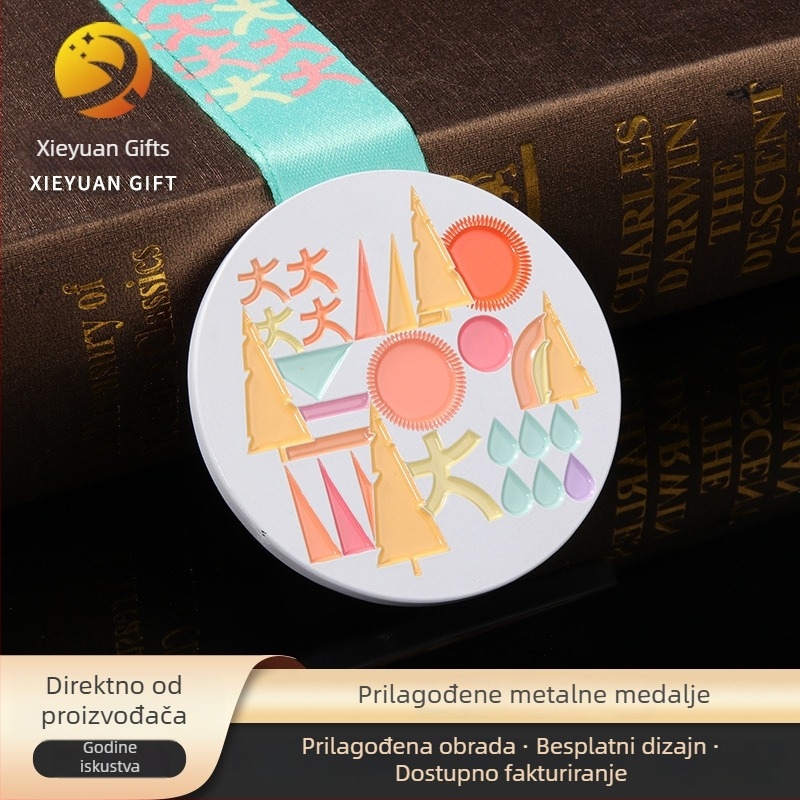 Medalja od cinkove legure s emajliranim završetkom za sportske događaje – maraton, skijanje, plivanje i kampus natjecanja – prigodna nagrada