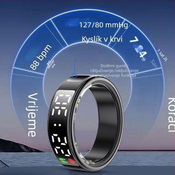 Bluetooth inteligentan prsten s prikazom za praćenje zdravlja i sporta, praćenje sna, daljinsko upravljanje, otkucaji srca i zasićenost kisikom