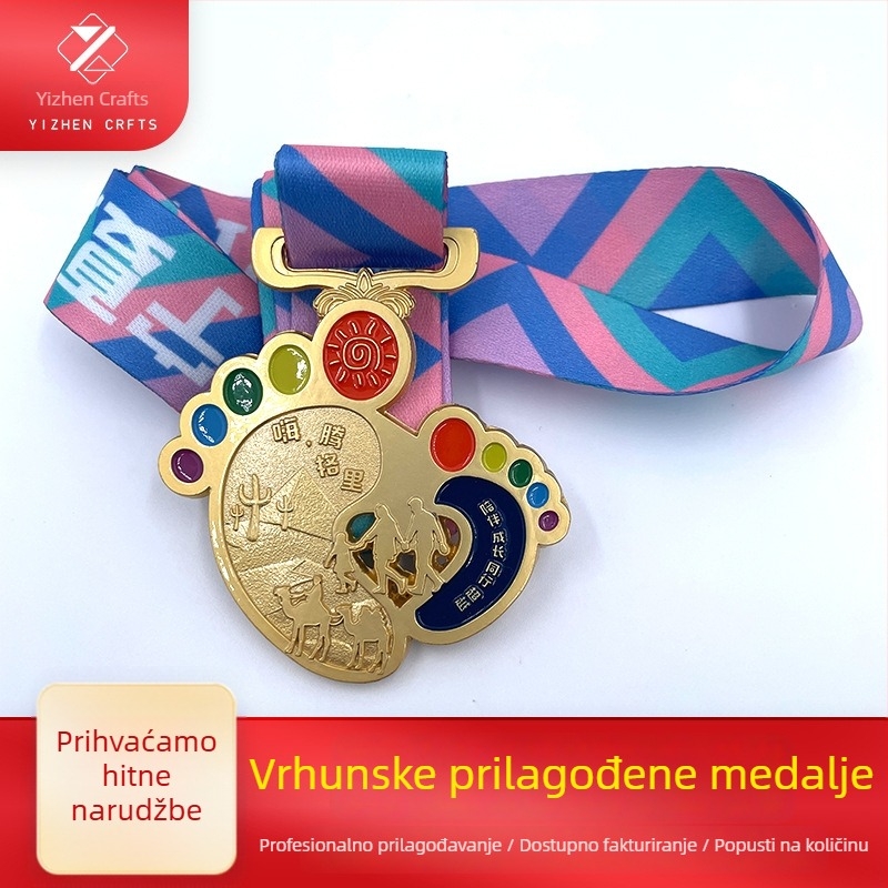 Prilagođene metalne medalje za sportske događaje i maratone, medalje od cinkove legure u srebrnoj i brončanoj boji, počasne i nagradne medalje