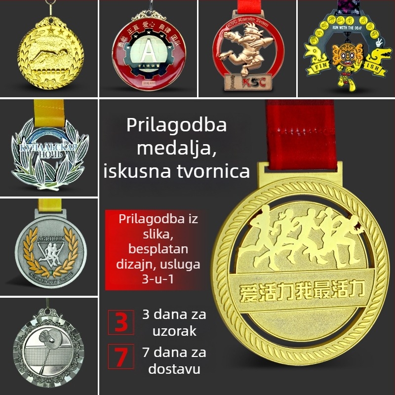 Prilagodljive metalne medalje za sportske događaje — zlatne, srebrne i brončane medalje za maraton
