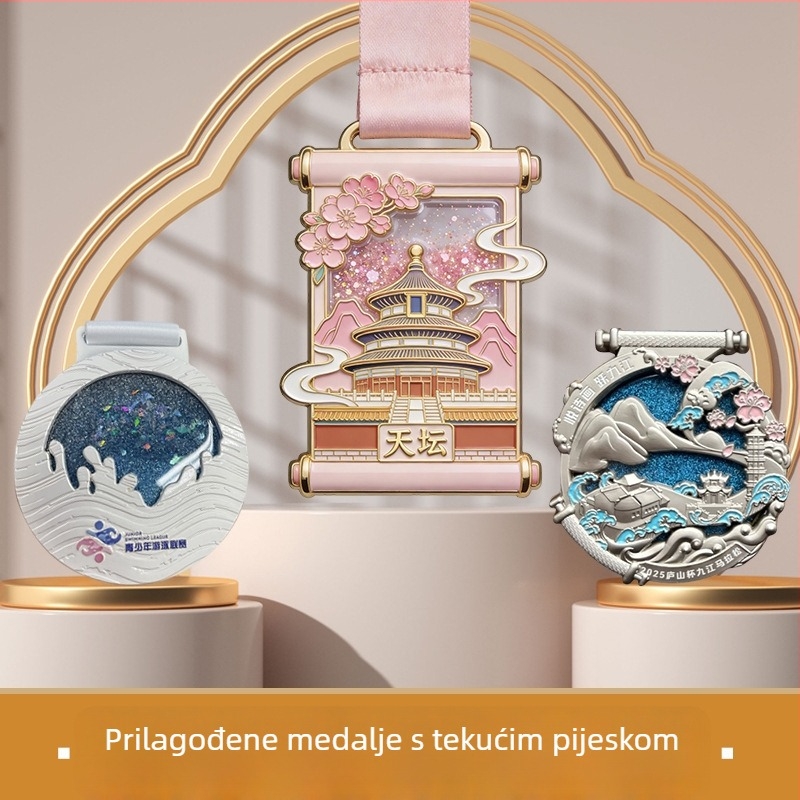 Medalja od cinkovog legura s UV premazom i učinkom tekućeg pijeska za maraton, dragon boat, školske i korporativne sportske događaje