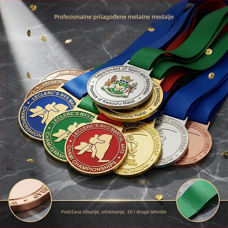 Maratonska medalja od cink–aluminijske legure, odliven metal za nagrade na događajima i prigodna pločica, moguć tisak logotipa