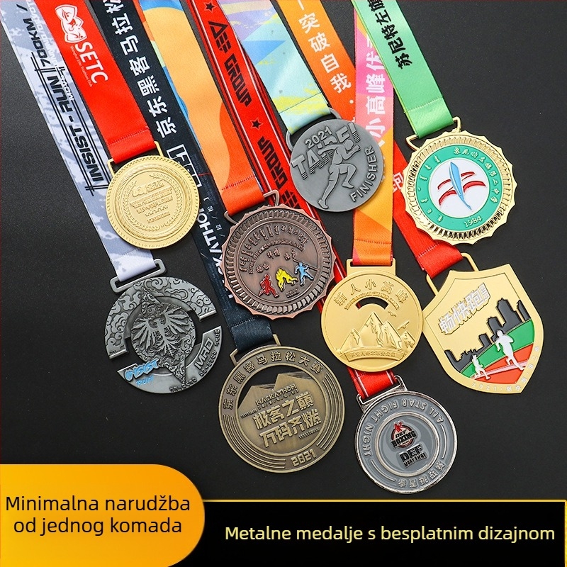 Ručno izrađene metalne medalje za sportske događaje, maratone, kampusne šetnje, plivačke natjecanja, časti i zlatne medalje