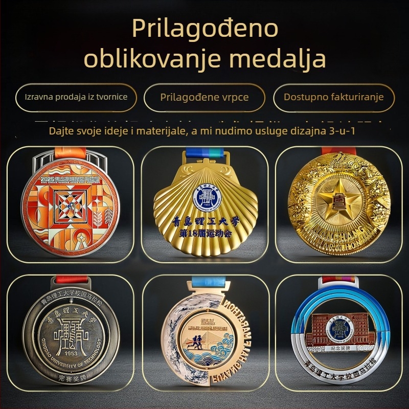 Prilagodljive metalne medalje za maraton, za školske sportske susrete, cross-country utrke te događaje trčanja i biciklizma