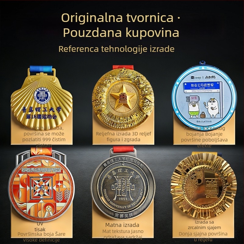 Prilagodljive metalne medalje za maraton, za školske sportske susrete, cross-country utrke te događaje trčanja i biciklizma