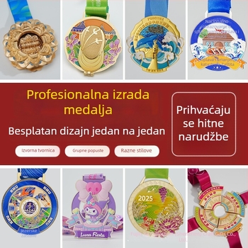 Metalna medalja za školska sportska natjecanja – trčanje i vožnja biciklom – timski dizajn po mjeri