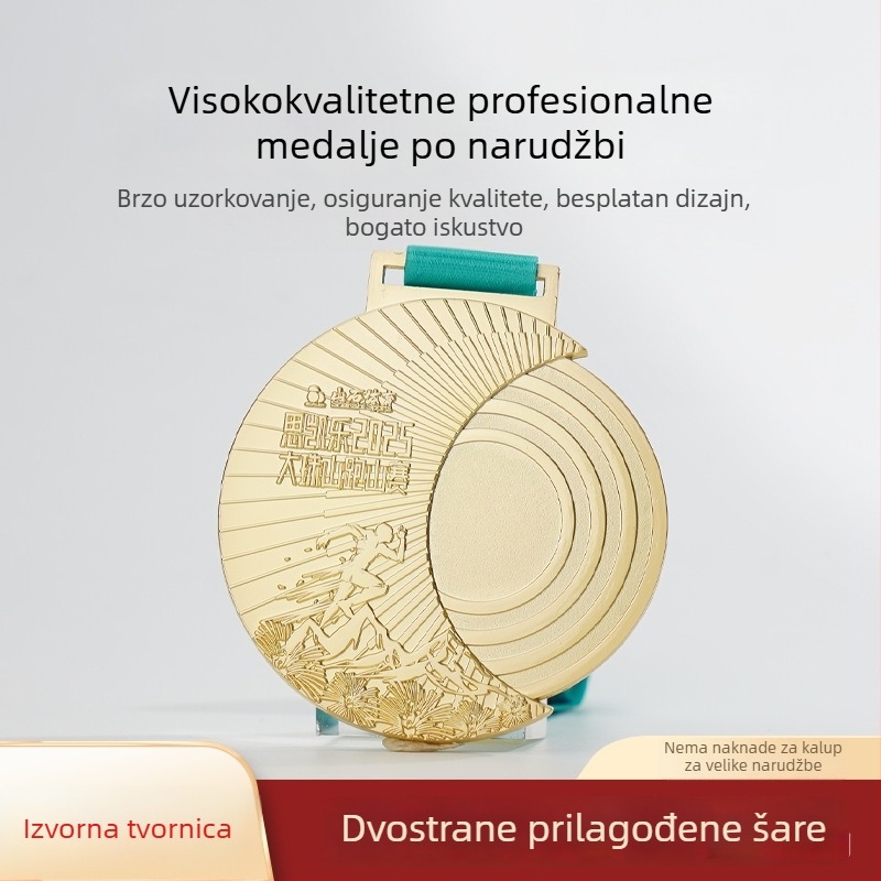 Metalna medalja za školska sportska natjecanja – trčanje i vožnja biciklom – timski dizajn po mjeri