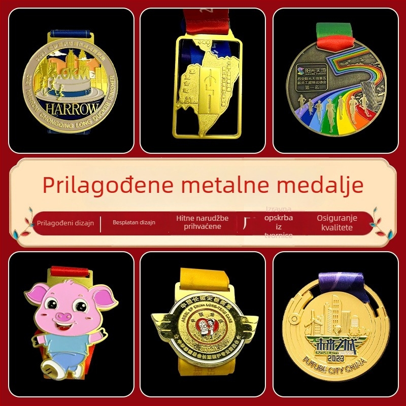 Prilagodljiva metalna medalja za trkačke utrke, maratone i sportske događaje
