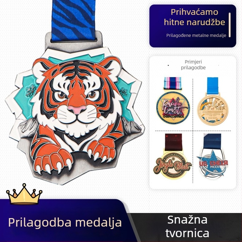 Prilagođene metalne medalje za maraton i školska sportska natjecanja, medalje za natjecanja zlatne, srebrne i brončane boje, prilagođene plakete