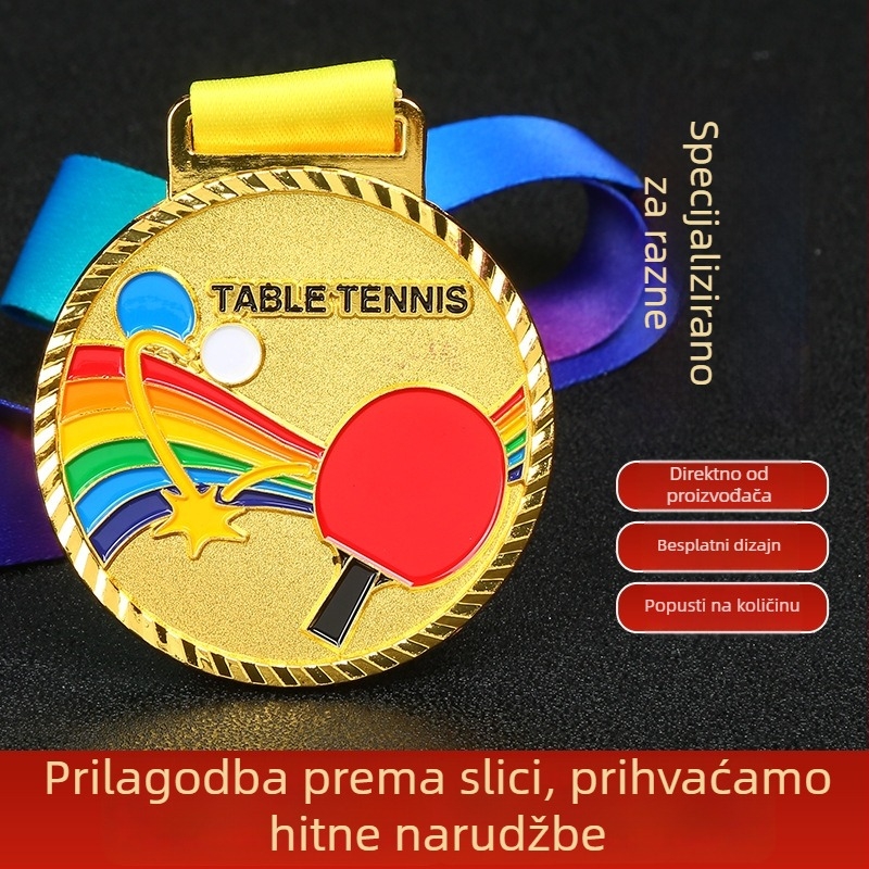 Na skladištu: medalje za sportsku utrku – kružne metalne medalje za maraton i nogomet, prilagodljive školske medalje