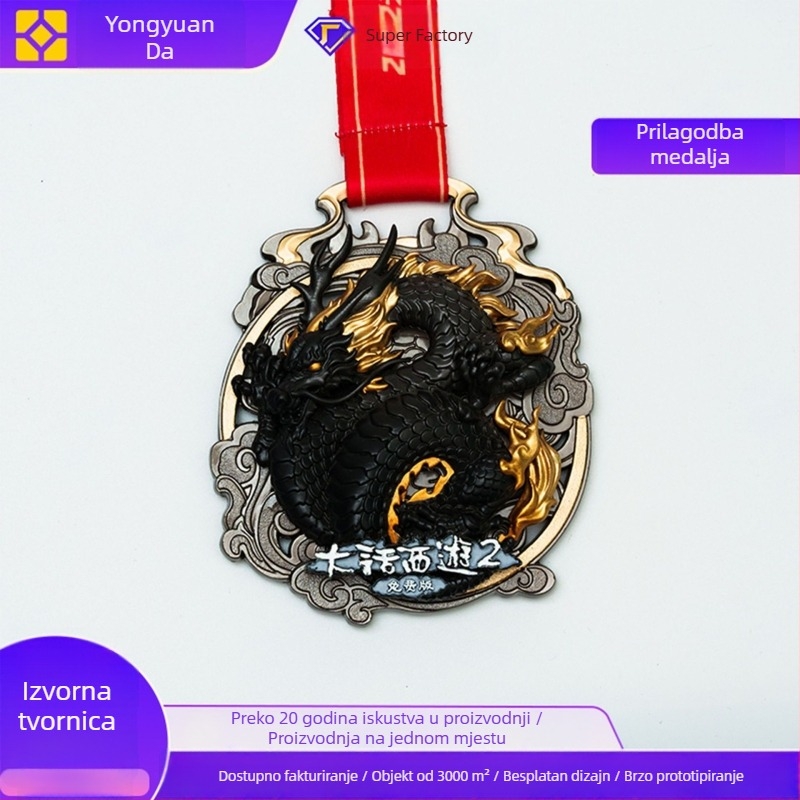 Prilagođene medalje za maraton s obojenim pločicama od zinkove legure