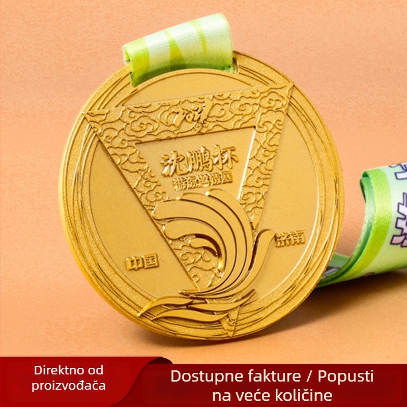Prilagodljiva metalna medalja s emajliranim premazom za maratonsko događanje – prigodna nagrada s reljefom klasja pšenice, zlatna, srebrna ili bakrena završnica