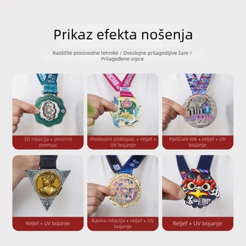 Maratonska rotirajuća medalja s lotosom i digitalnim dizajnom, metalni lakirani dizajn, kreativan dizajn za korporativne događaje