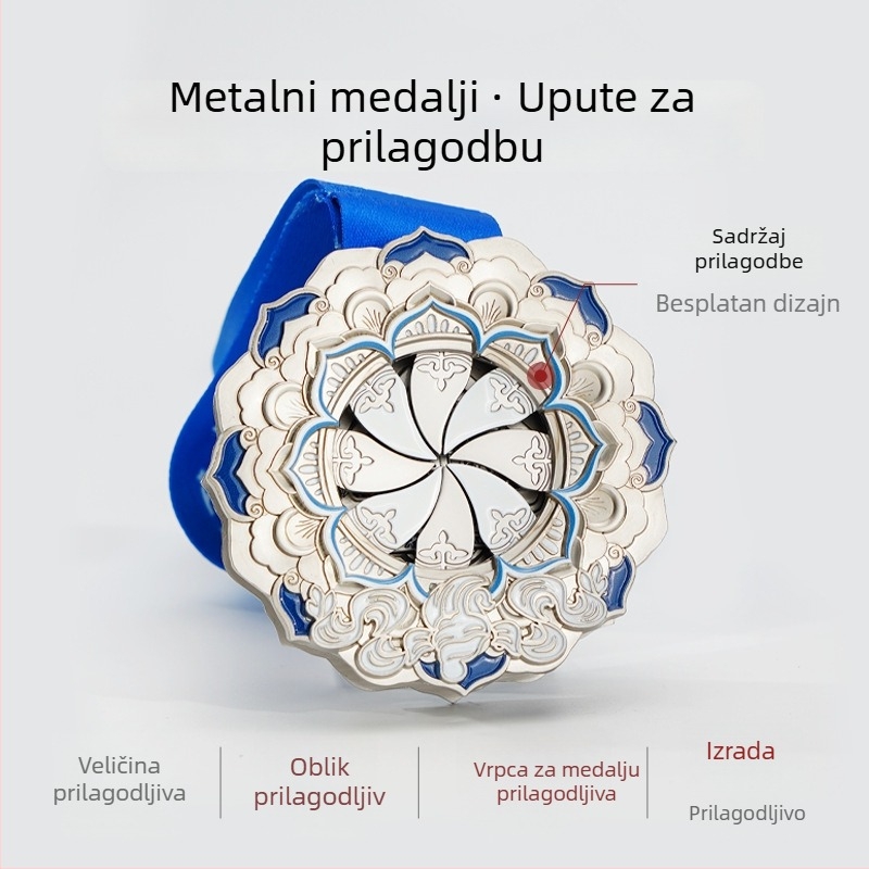 Maratonska rotirajuća medalja s lotosom i digitalnim dizajnom, metalni lakirani dizajn, kreativan dizajn za korporativne događaje