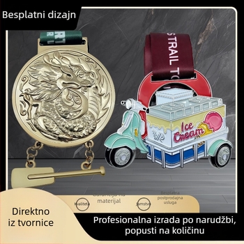 Metalne medalje za dječje maratonske i sprint natjecanja, prigodne emajlirane medalje zlatne, srebrne i brončane