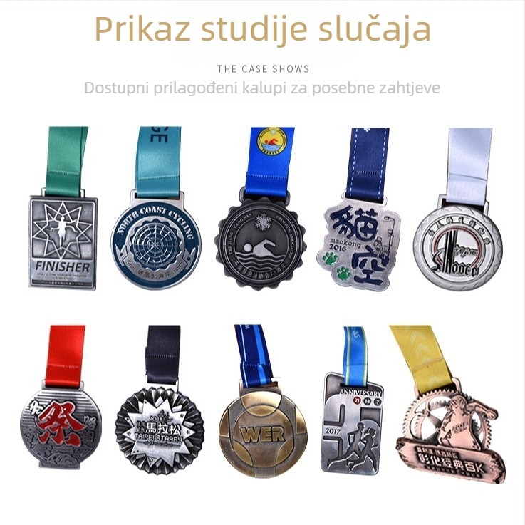 Prilagodljive metalne medalje za maratonske događaje i sportske manifestacije, DIY memorijalne medalje u srebrnoj i brončanoj boji
