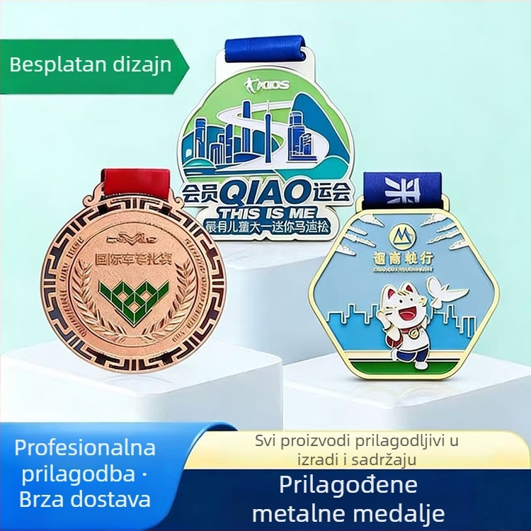 Prilagođena medalja za maraton od cinkove legure s otiskom logotipa