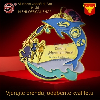 Prilagođena metalna medalja nepravilnog oblika, emajlirani premaz, izrezan kontur, maratonska medalja