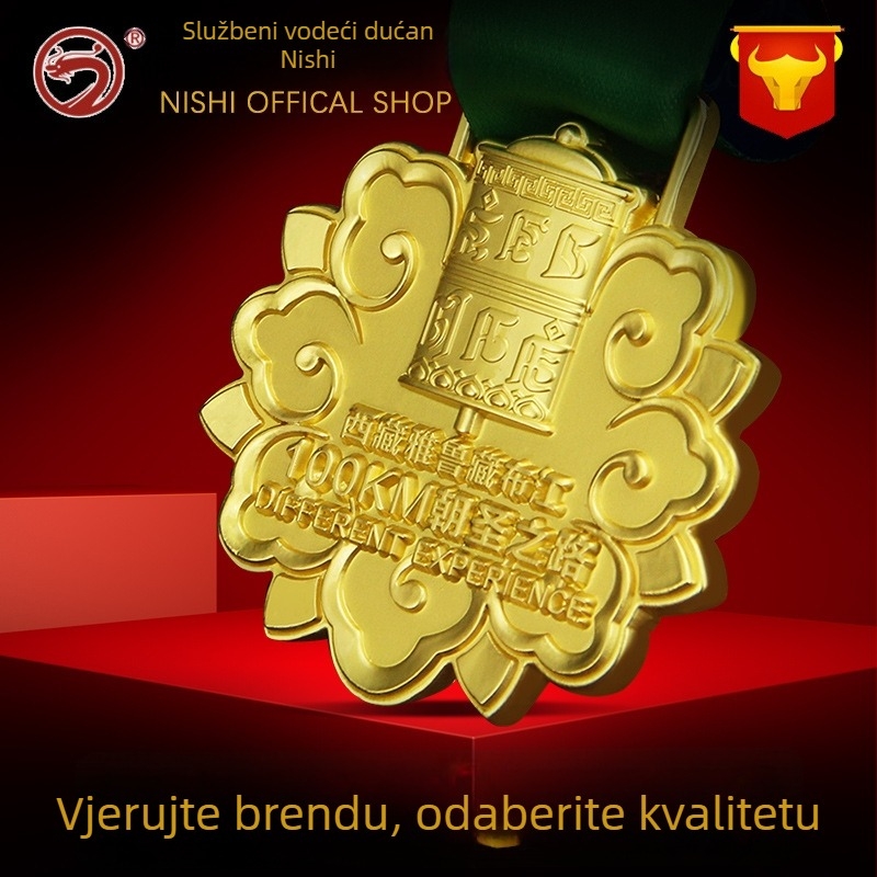 Prilagođena metalna medalja nepravilnog oblika, emajlirani premaz, izrezan kontur, maratonska medalja