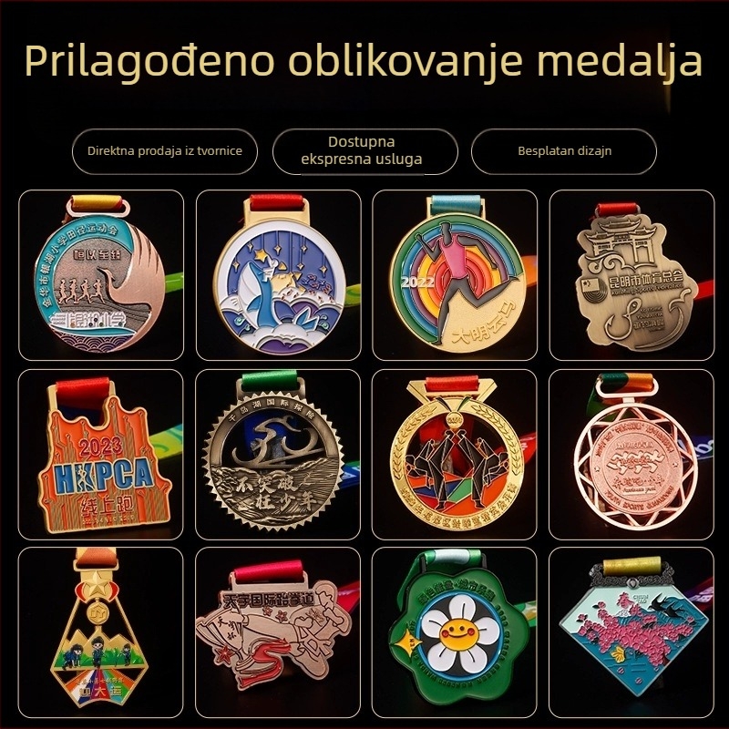 Personalizirane medalje s besplatnim dizajnom za maratone i sportske događaje – zlatne, srebrne i brončane medalje, metalno kačenje