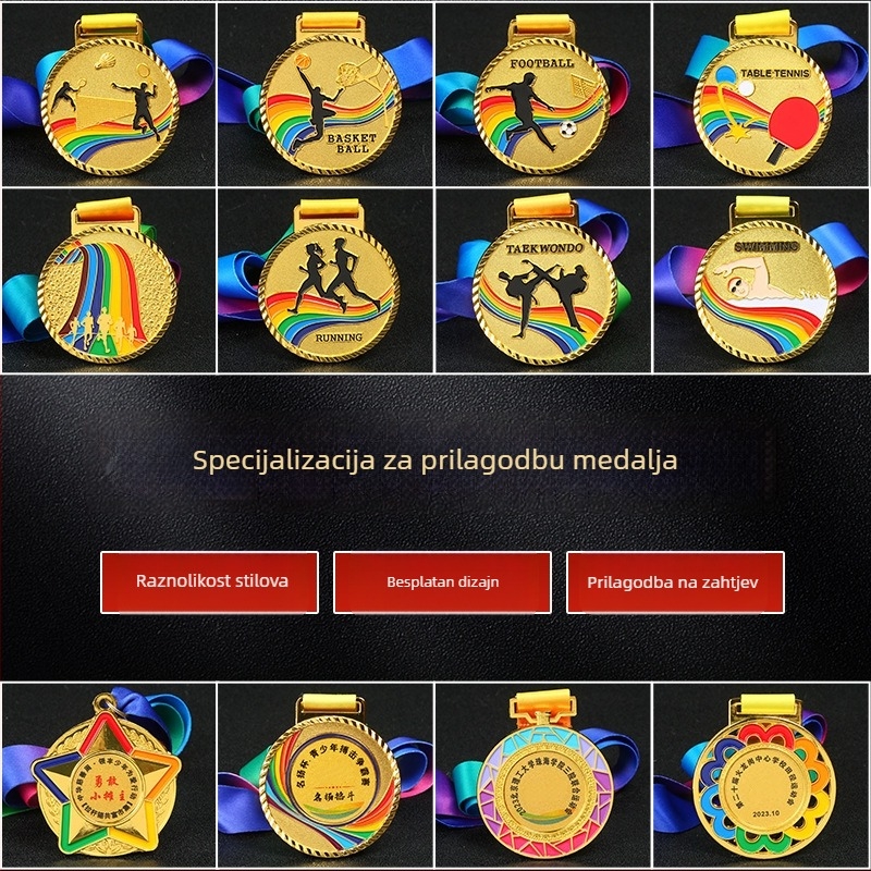 Prilagođena visokokvalitetna teška metalna medalja za košarku, nogomet, maraton i sportske događaje