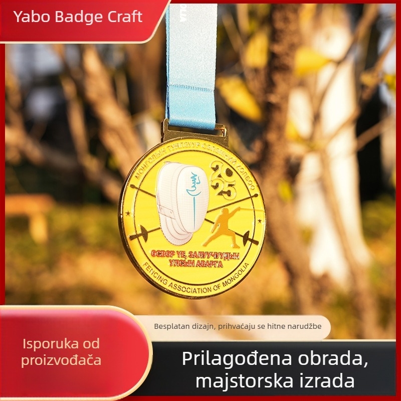 Personalizirana medalja za sportske događaje: maraton, planinarenje i trčanje – memorijalna medalja, zlatno obložena