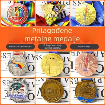 Prilagođena medalja za maratonske događaje – metalna medalja s elektroplakiranom završnom obradom i mogućnošću ispisa logotipa