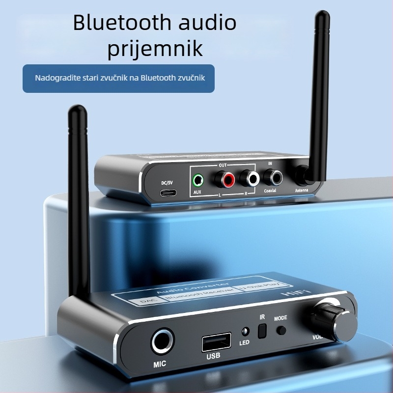 Bluetooth prijemnik i zvučni pojačivač s daljinskim upravljačem, prijelaz s žičanog na bežični zvuk, reprodukcija s USB flash pogonom i mikrofonom