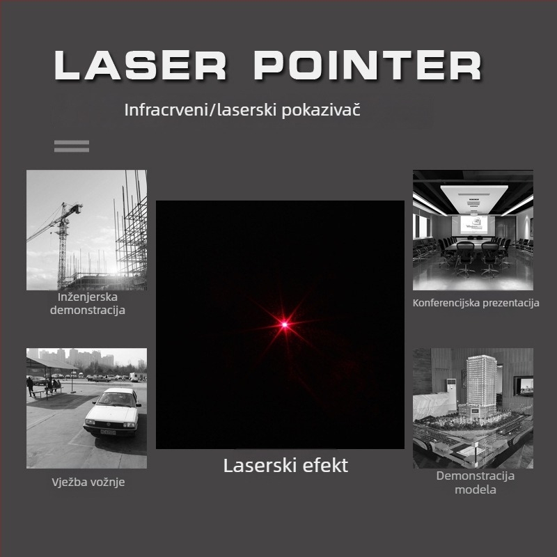 Laserska LED svjetiljka i laserska olovka s crvenim svjetlom, infracrveni snop, USB punjenje