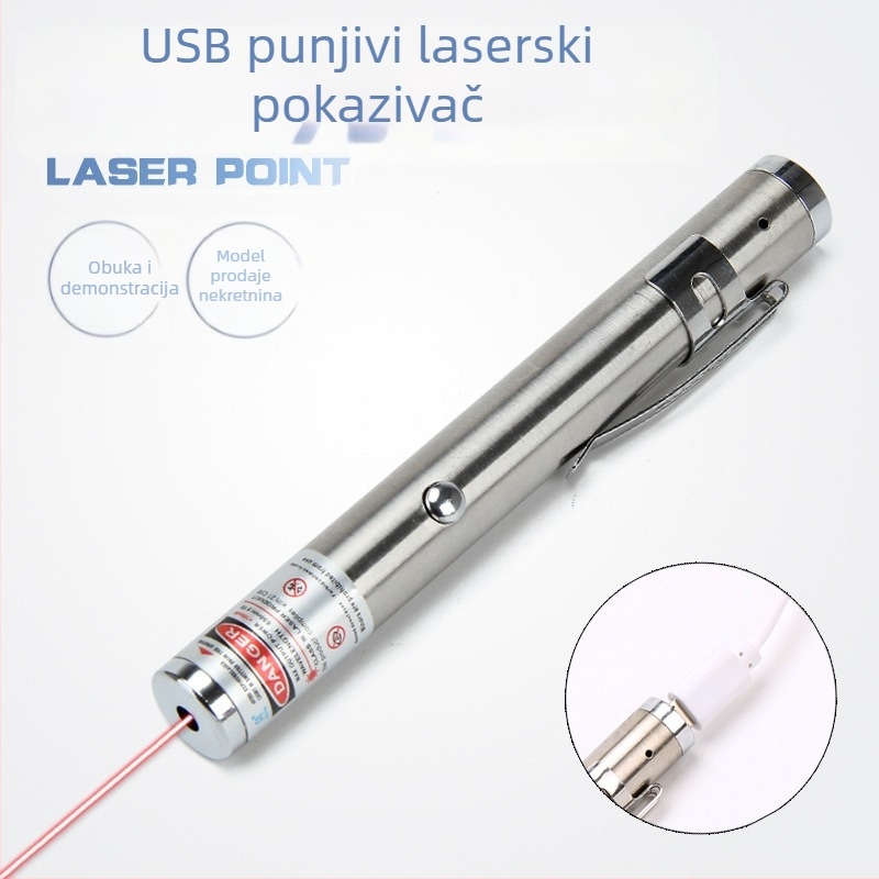 Laserska LED svjetiljka i laserska olovka s crvenim svjetlom, infracrveni snop, USB punjenje