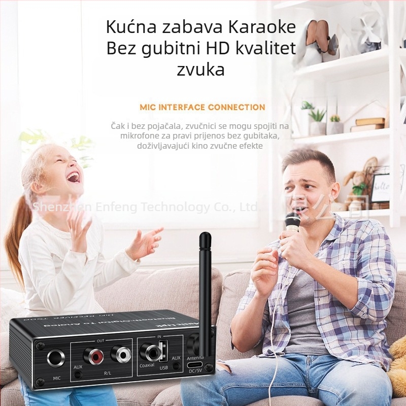 USB mikrofon, pojačalo zvuka i konverter zvučnika s daljinskim upravljačem i Bluetooth 5.3 prijemnikom