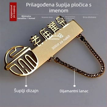 Nerđajuća čelična značka za ime s umetkom za karticu, izrađena od aluminijskog legura