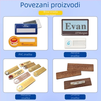 Epoksidni vodootporni odznak s iglom i magnetom, plastična stražnja pločica, akrilni natpis s imenom, prilagodljiva radna značka s izmjenjivim dizajnom