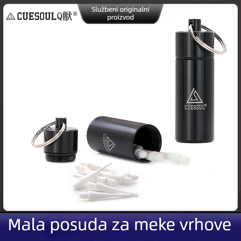 CUESOUL prijenosna crna aluminijska kutija za dodatke za darts, s pretincem za pinove i mekane vrhove za darts
