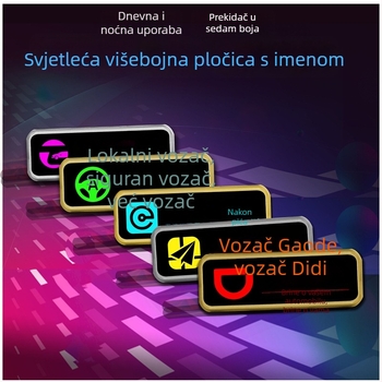 LED osvijetljena značka vozača, prilagodljiva plastična značka s iglom ili leptir kopčom