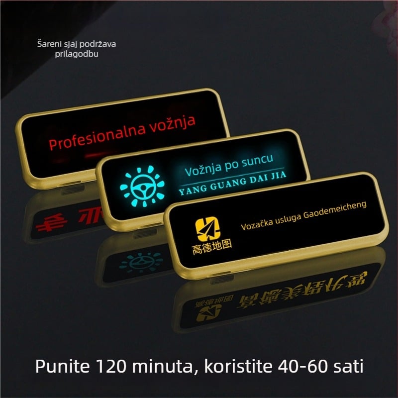 LED osvijetljena značka vozača, prilagodljiva plastična značka s iglom ili leptir kopčom