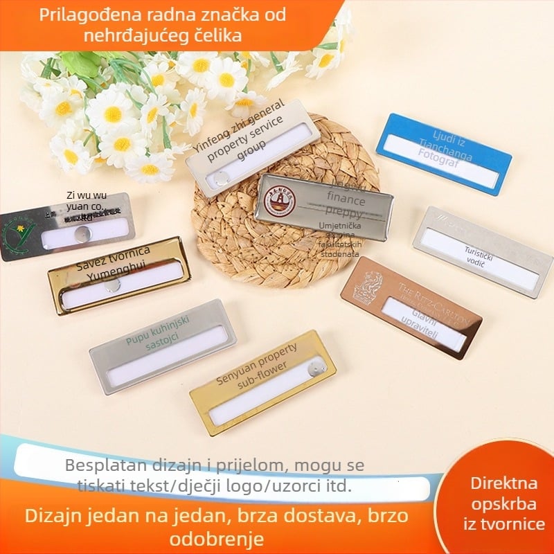 Prilagođena značka za zaposlenike s iglom za pričvršćivanje i zamjenjivom umetkom