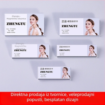 Prozirna akrilna značka s iglom — držač kartice za identifikaciju, prazna za umetanje papira