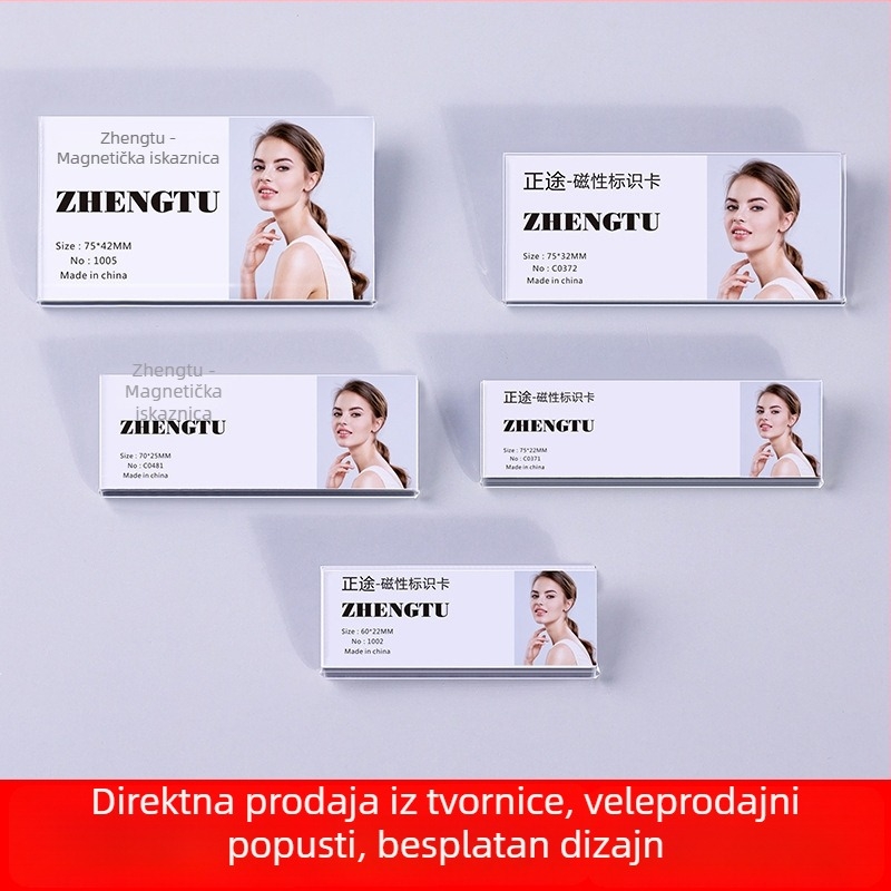 Prozirna akrilna značka s iglom — držač kartice za identifikaciju, prazna za umetanje papira