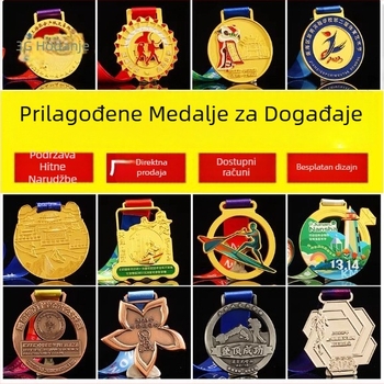 Metalne medalje za sportske događaje sa mogućnošću kačenja — zlatne, srebrne i brončane